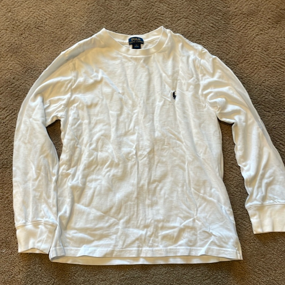 Boys long sleeve white tee. Polo Ralph Lauren. Size M (10/12